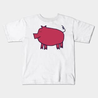 Cute Pig Viva Magenta Color of the Year 2023 Kids T-Shirt